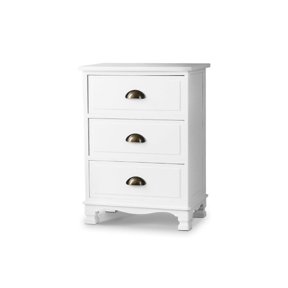 Vintage Bedside Table Chest Storage Cabinet Nightstand White - House Things Furniture > Bedroom