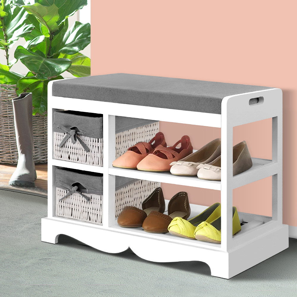 Shoe Cabinet Bench Rack 2 Drawers - House Things Furniture > Bedroom