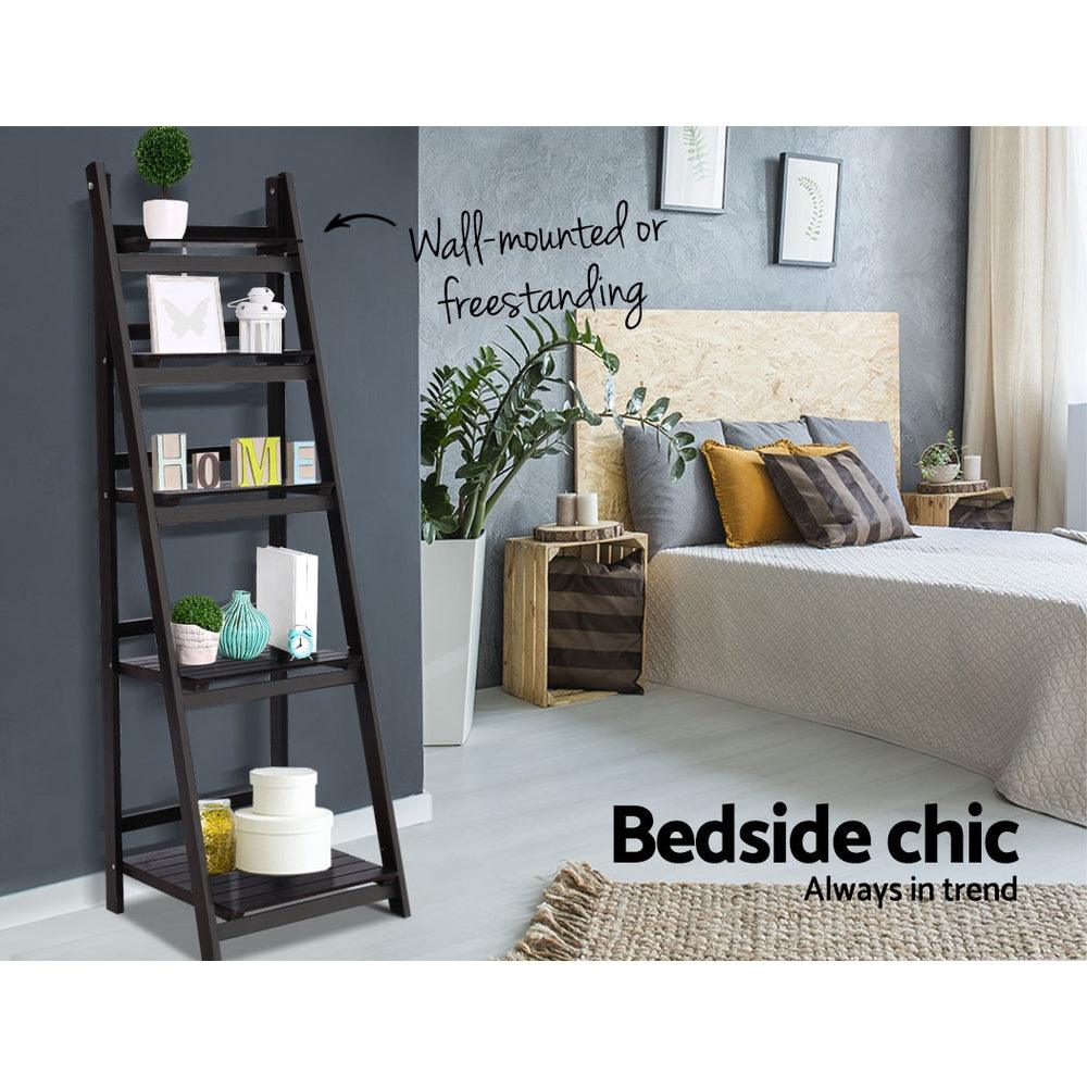 Artiss Display Shelf 5 Tier Wooden Ladder Stand Storage Book Shelves Rack Coffee - House Things Furniture > Office