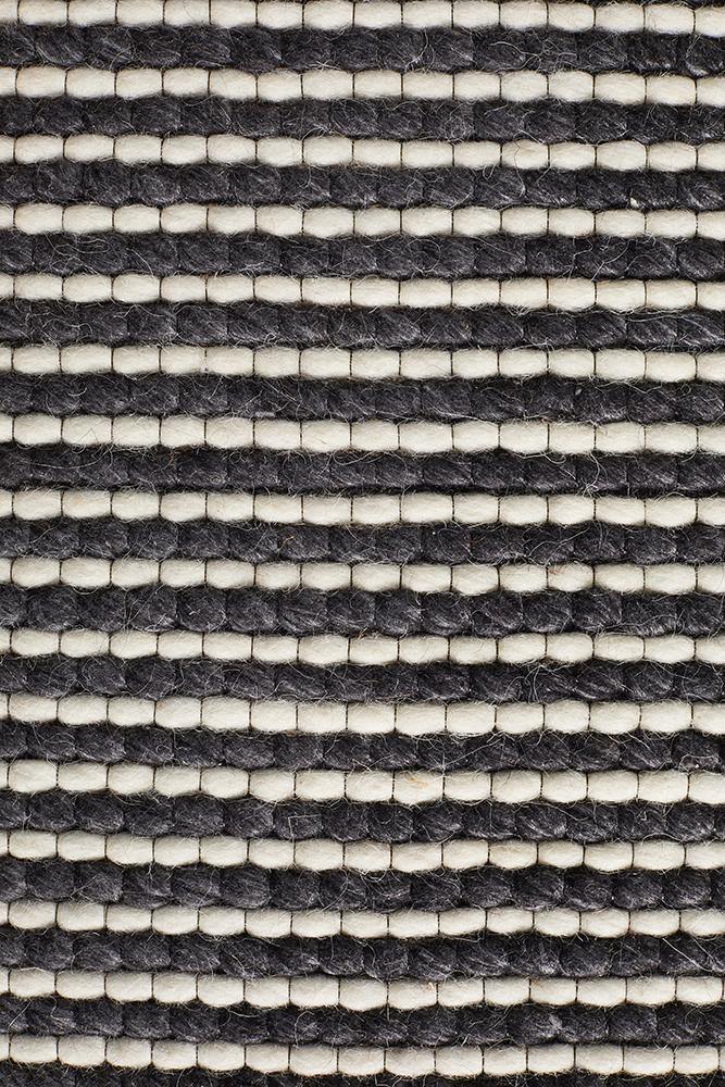 Studio Oskar Felted Wool Striped Rug Black White - House Things Studio Collection