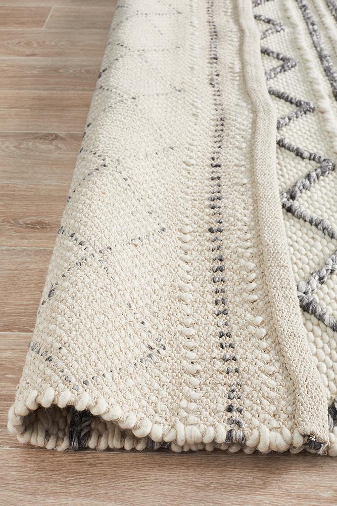Studio Milly Textured Woollen Rug White Grey - House Things Studio Collection