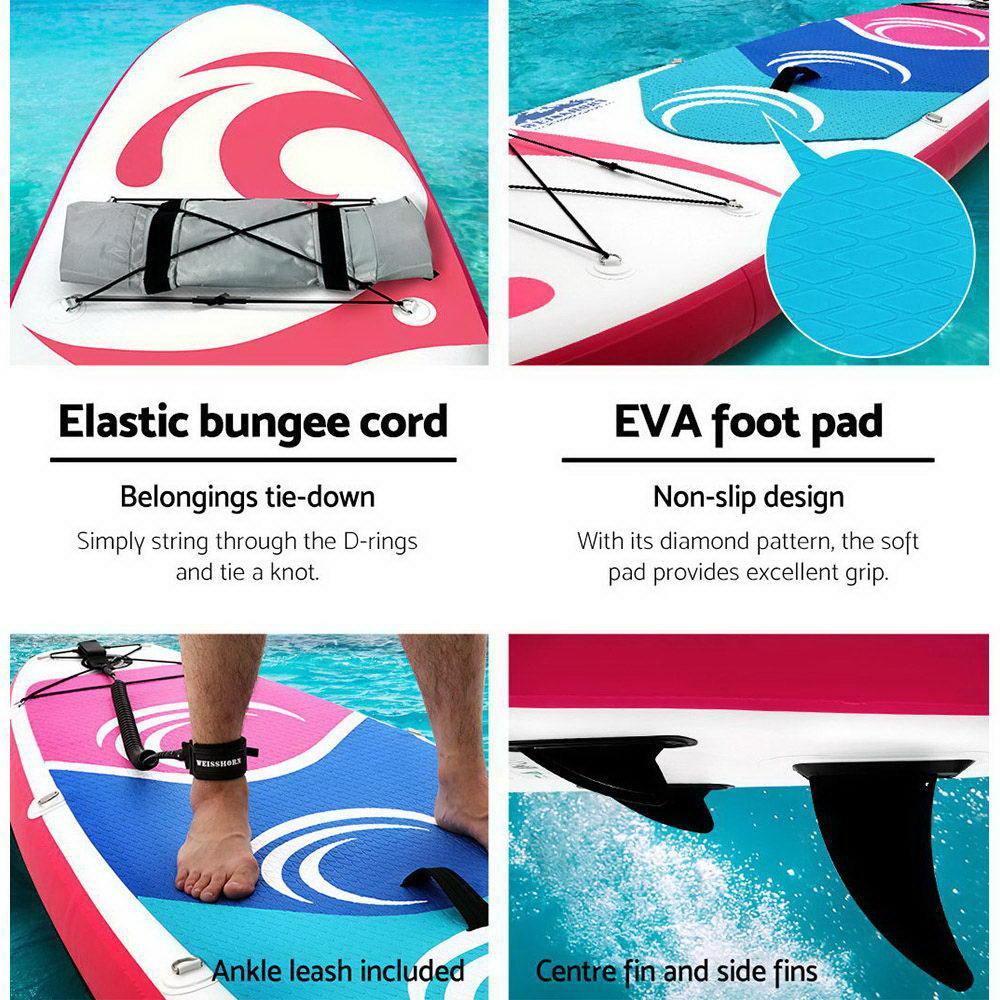 Inflatable Stand Up Paddleboard Kayak Pink - Housethings 