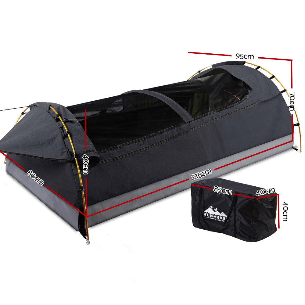 Weisshorn Camping Swags Single Swag Canvas Tent Deluxe Dark Grey Large - House Things Outdoor > Camping