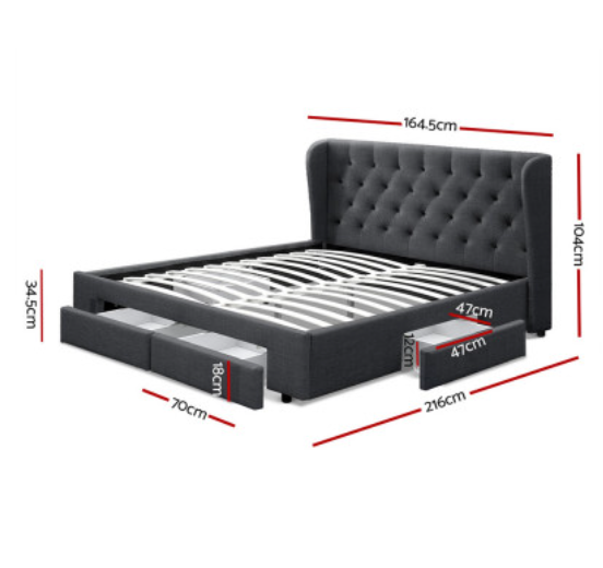 queen size bed with drawerrs