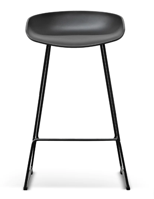 Millhaus 65cm Kitchen Stool x 1 - Moulded with Metal Legs - Black - House Things