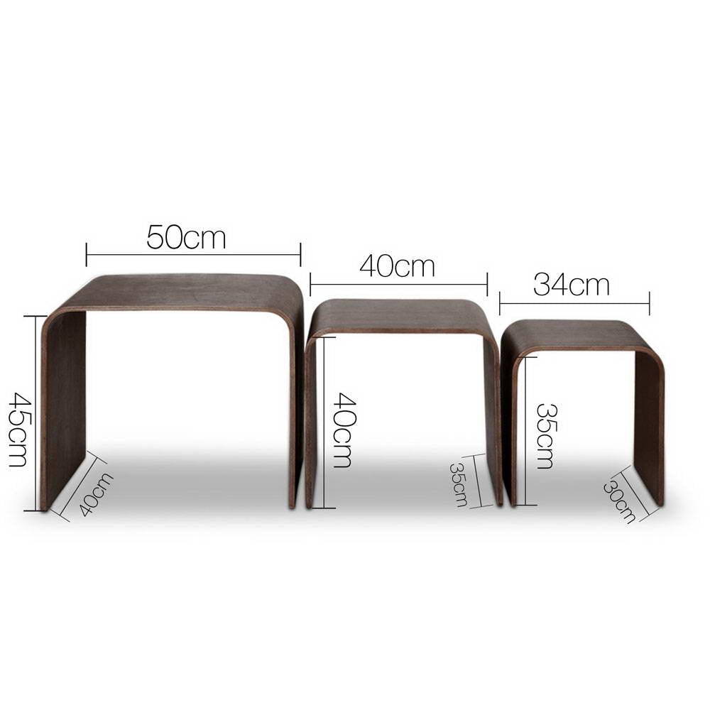 Artiss Set of 3 Wooden Coffee Table - Walnut - House Things 