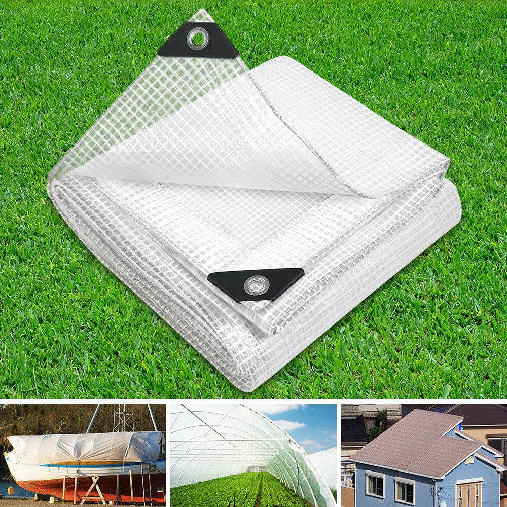Instahut 9x12m Heavy Duty Poly Tarps Tarpaulin Camping Cover Clear - House Things Home & Garden > Green Houses