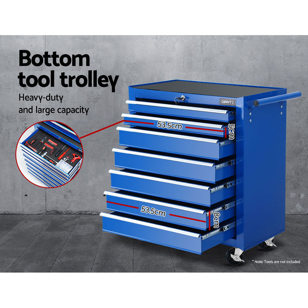 Giantz 17 Drawers Tool Box Trolley Chest Cabinet Cart Garage Mechanic Toolbox Blue - House Things Tools > Tools Storage