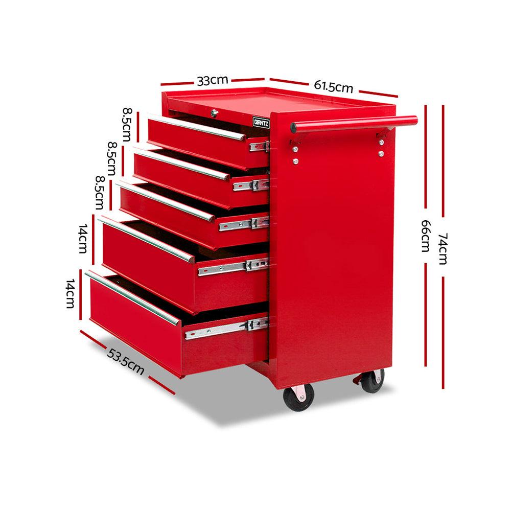 5 Drawer Mechanic Tool Box Storage Trolley - Red - House Things Tools > Tools Storage