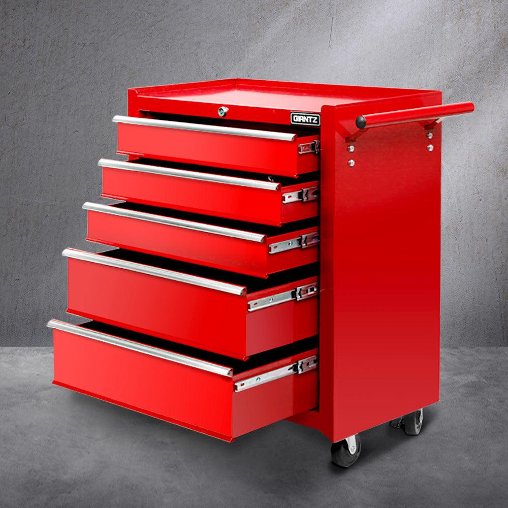 5 Drawer Mechanic Tool Box Storage Trolley - Red - House Things Tools > Tools Storage