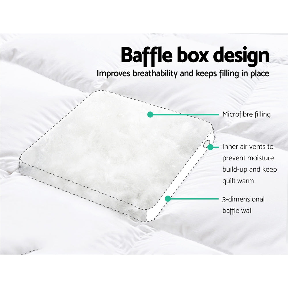 Giselle Single Mattress Topper Pillowtop 1000GSM Microfibre Filling Protector - House Things Home & Garden > Bedding