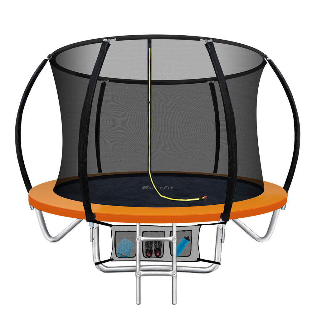 Everfit 8FT Trampoline Round Trampolines Kids Enclosure Safety Net Pad Outdoor Orange - House Things Sports & Fitness > Trampolines