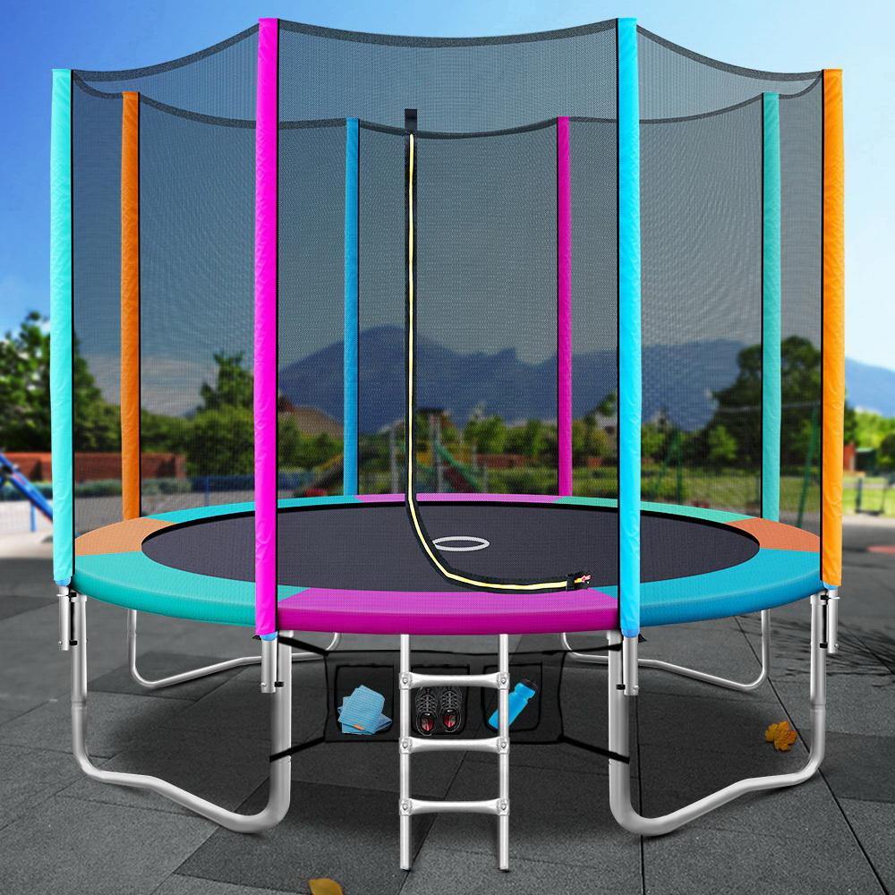10FT Round Trampoline Safety Net Multi-coloured - House Things Sports & Fitness > Trampolines