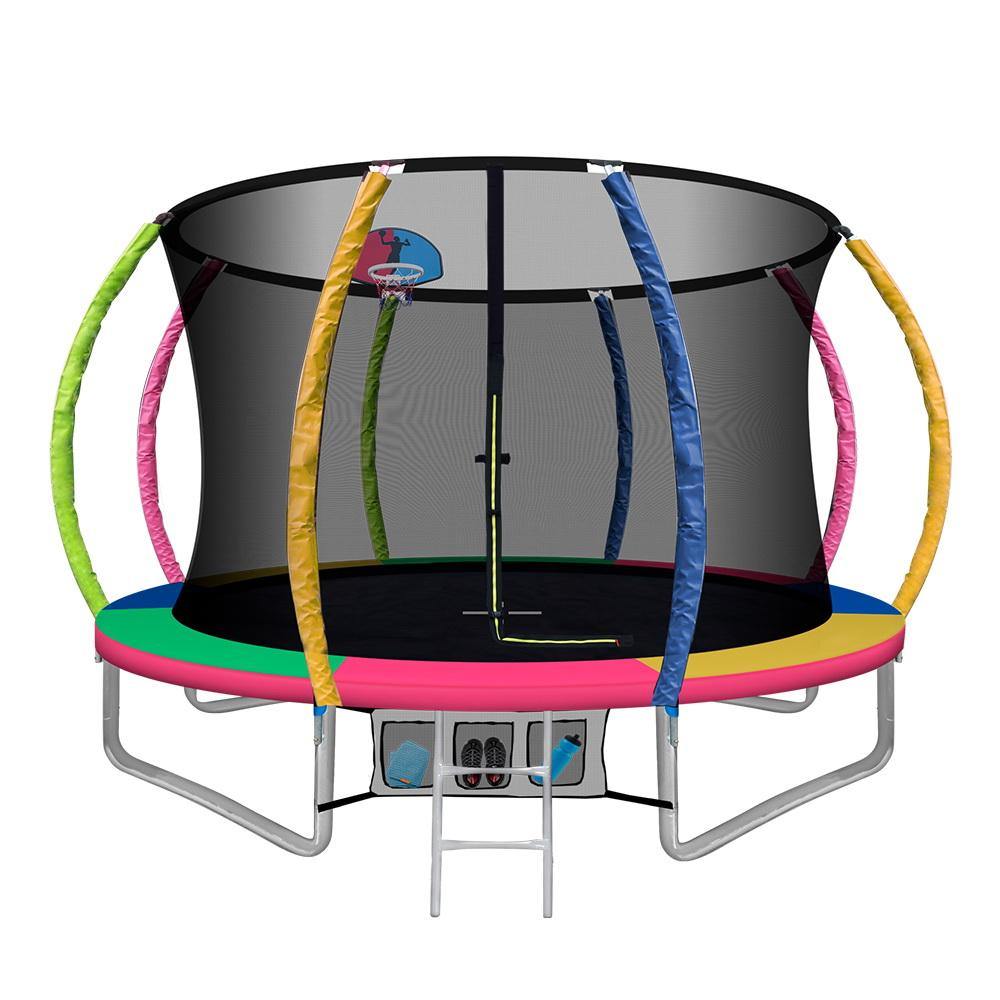 10FT Trampoline Round with Basketball Hoop Safety Net - Housethings 