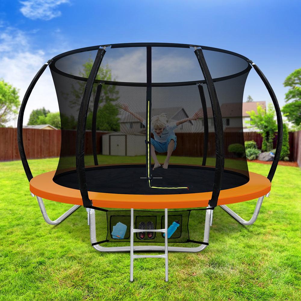 8FT Trampoline Round Trampolines Orange - House Things Sports & Fitness > Trampolines