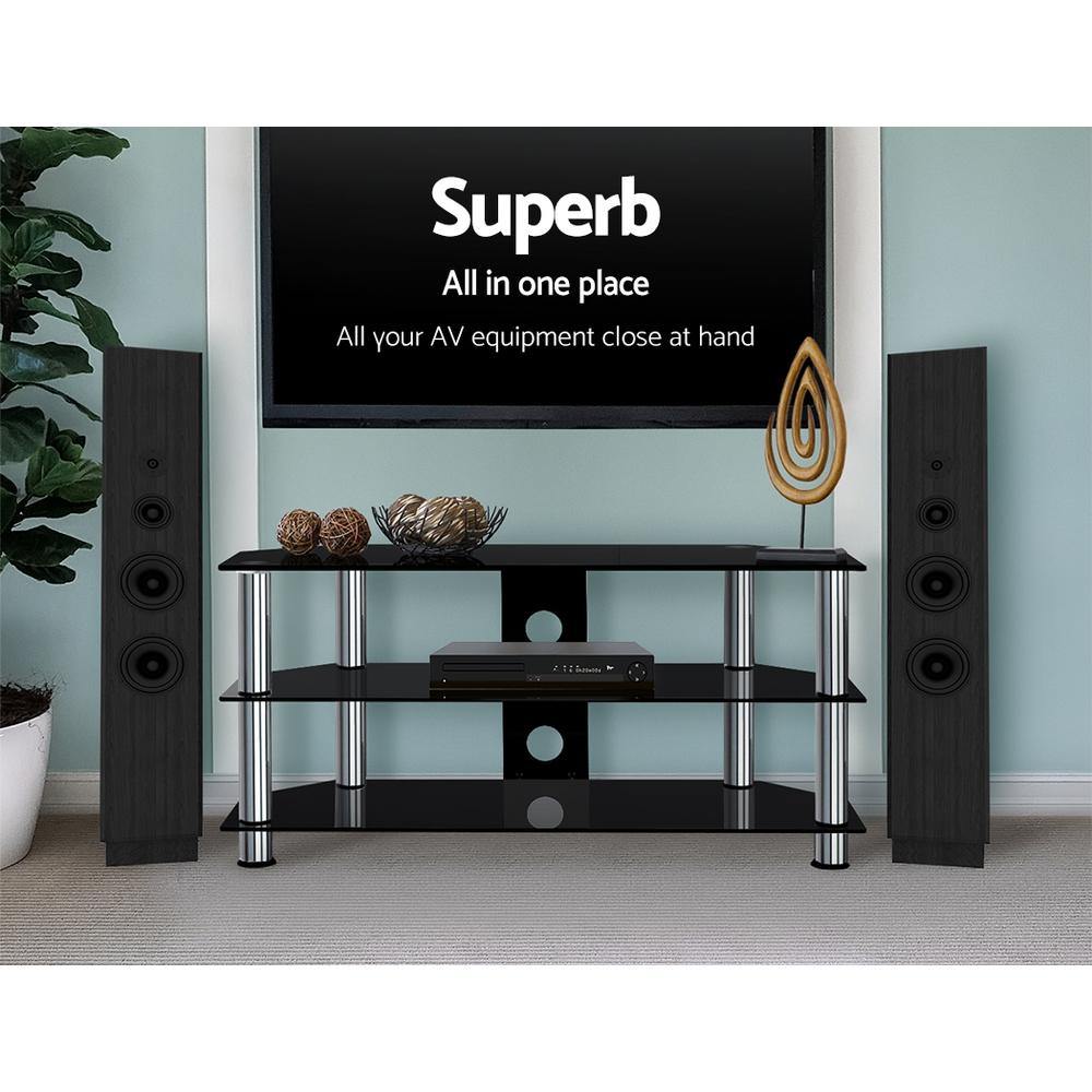TV Stand Entertainment Unit Tempered Glass 3 Tiers - House Things Furniture > Living Room