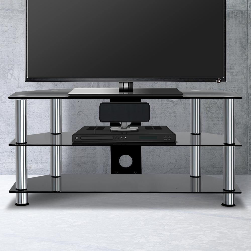 TV Stand Entertainment Unit Tempered Glass 3 Tiers - House Things Furniture > Living Room