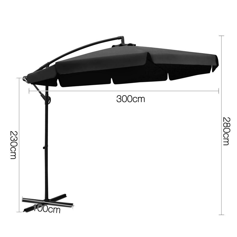 3M Outdoor Umbrella - Black - House Things Furniture > Outdoor