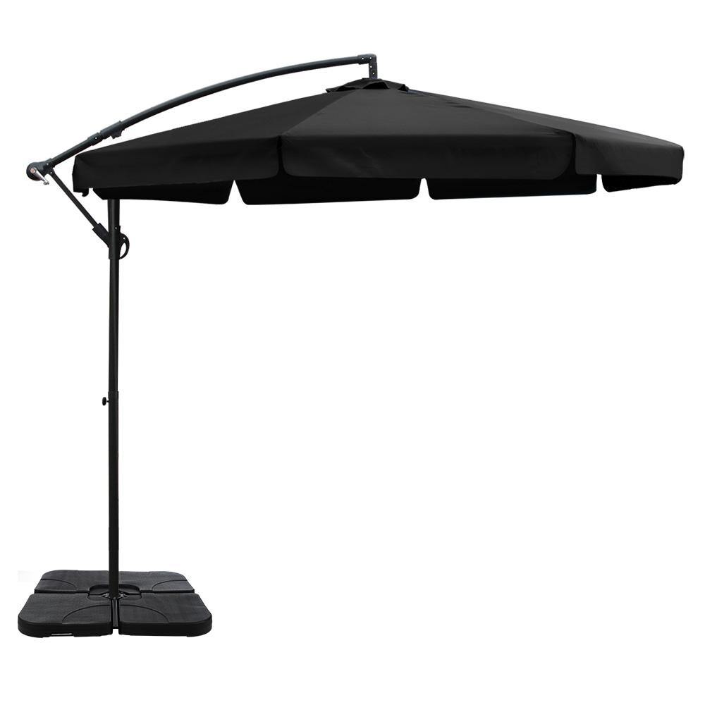 3M Umbrella with 50x50cm Base Sun Beach UV Black - House Things Home & Garden > Shading