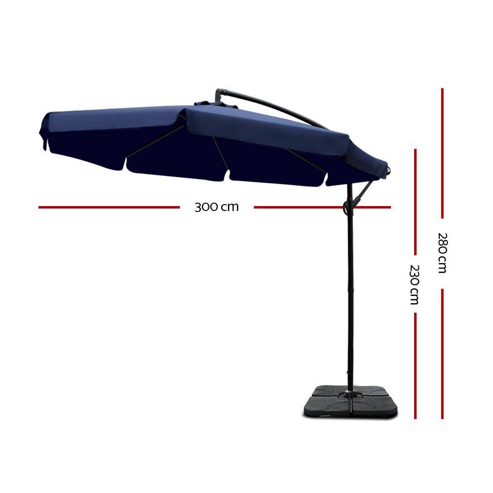 3M Umbrella with 50x50cm Sun Beach UV Navy - House Things Home & Garden > Shading