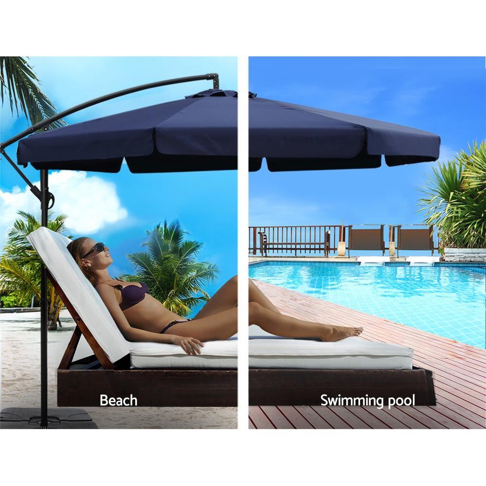 3M Umbrella with 50x50cm Sun Beach UV Navy - House Things Home & Garden > Shading