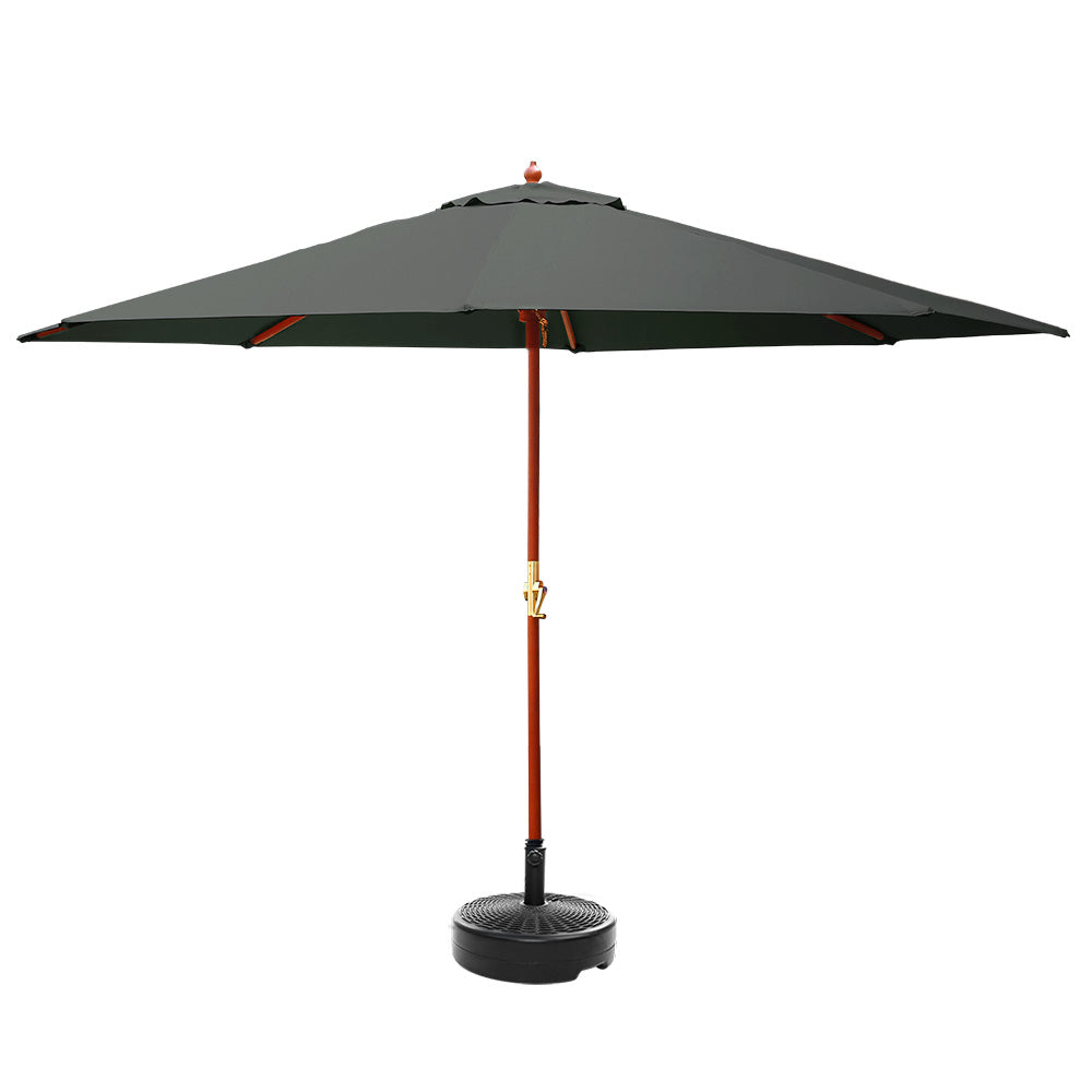 Outdoor Umbrella Pole Umbrellas 3M W/ Base Garden Stand Charcoal - House Things Home & Garden > Shading