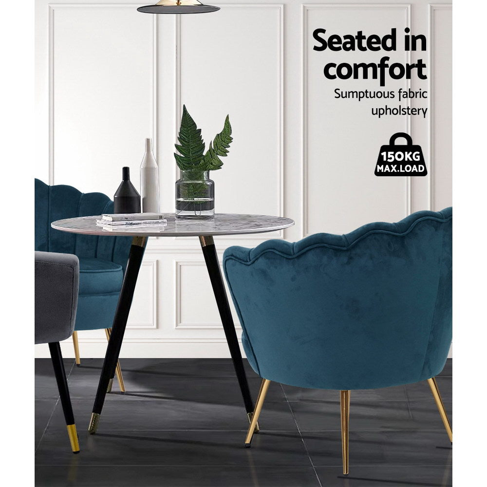 Retro Shell Armchair Velvet Navy - House Things Furniture > Living Room