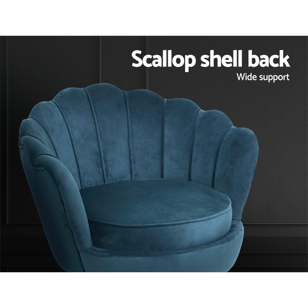 Retro Shell Armchair Velvet Navy - House Things Furniture > Living Room