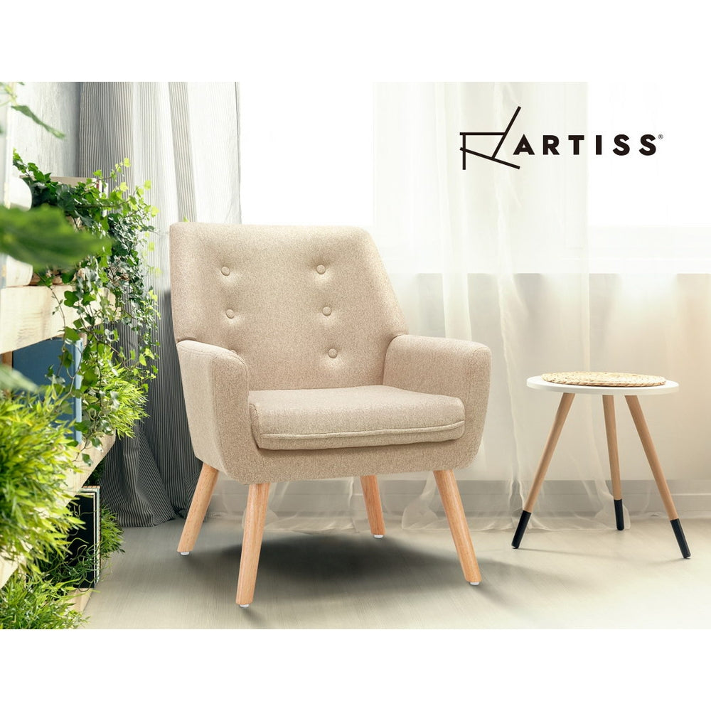 Fabric Dining Armchair - Beige - House Things Brand > Artiss