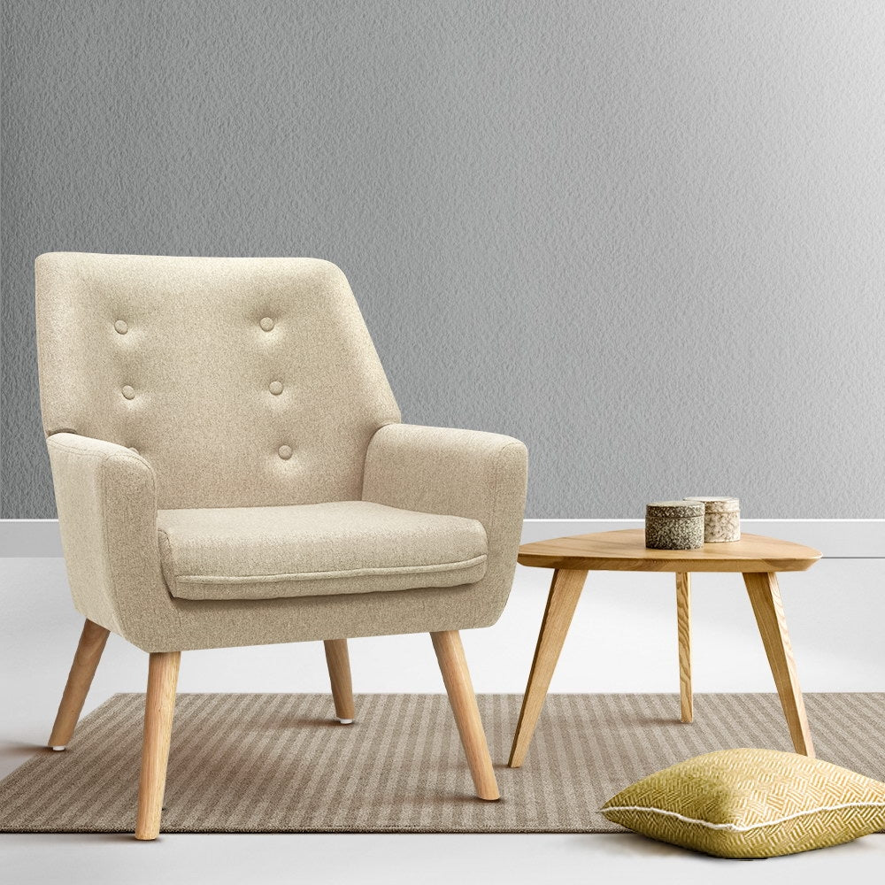 Fabric Dining Armchair - Beige - House Things Brand > Artiss