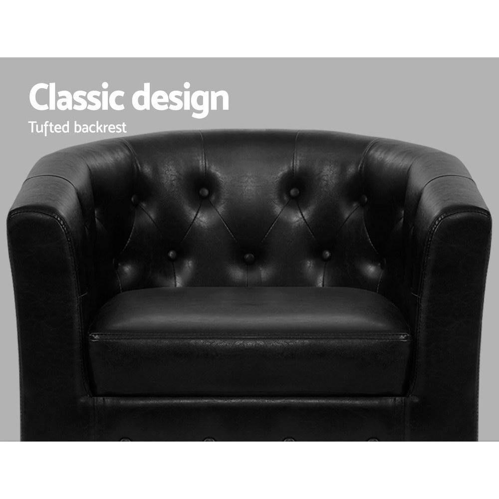 Armchair Ottoman PU Leather Black - House Things Furniture > Living Room