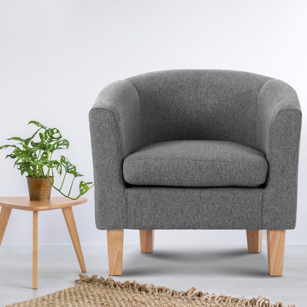 Abby Fabric Armchair - Grey - House Things Furniture > Bar Stools & Chairs