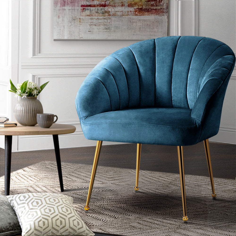 Velvet Navy Blue Accent Lounge Armchair Chair Sofa Couch - House Things Furniture > Living Room