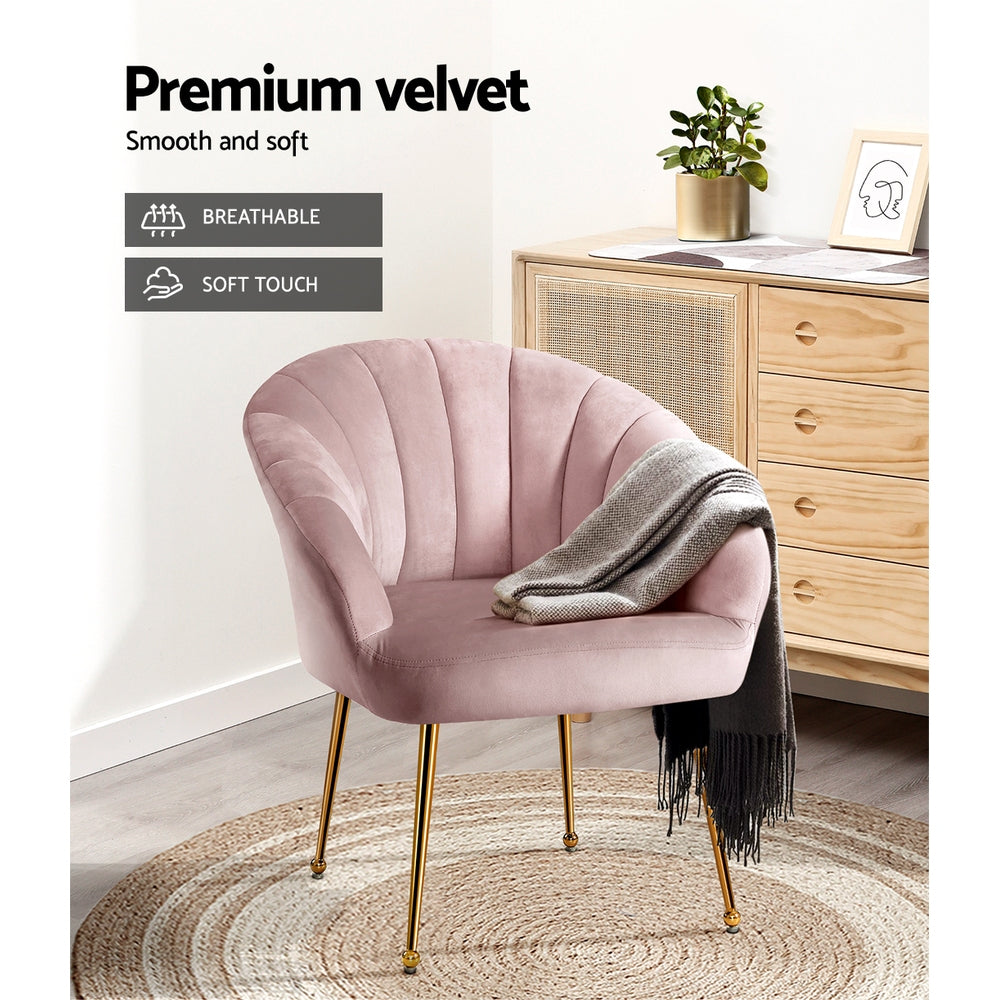 Velvet Sofa Pink Accent Lounge Armchair Chair Couch - House Things Furniture > Living Room