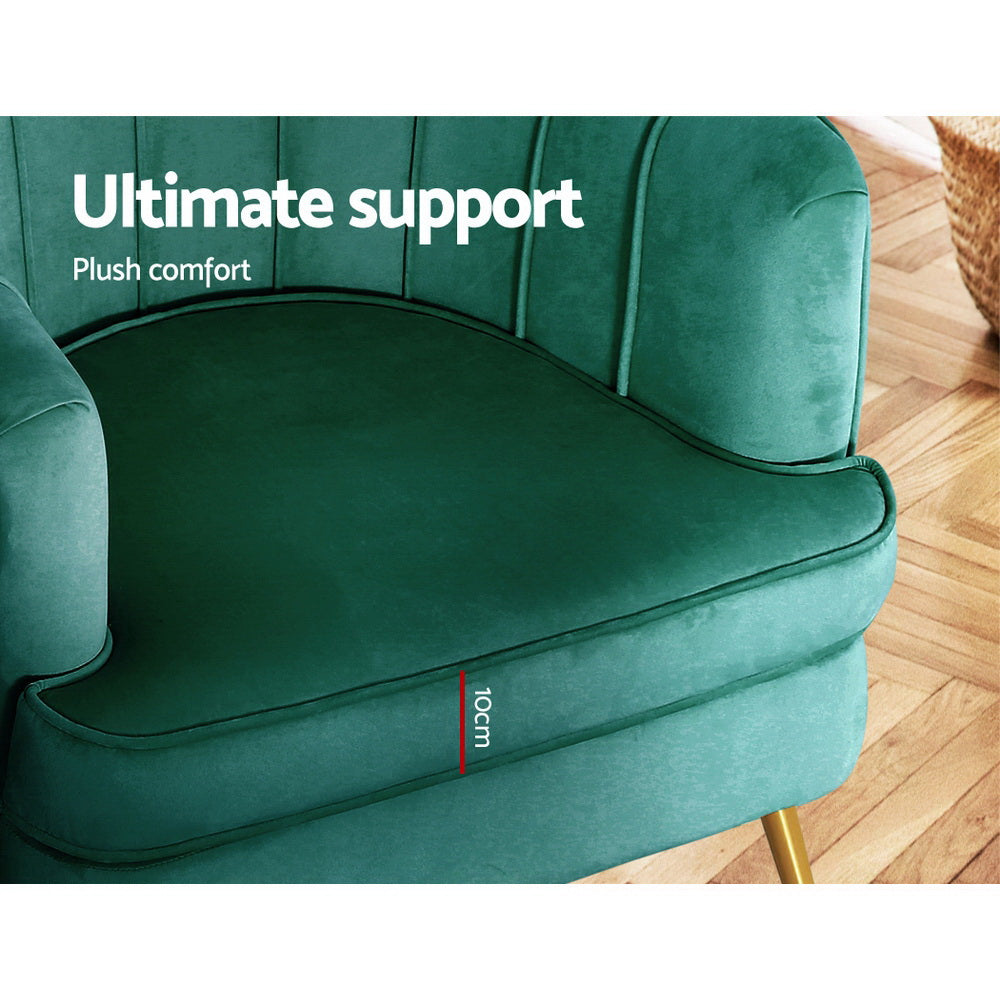 Velvet Green Accent Chair Armchairs Sofa Chairs Couch - House Things Furniture > Living Room