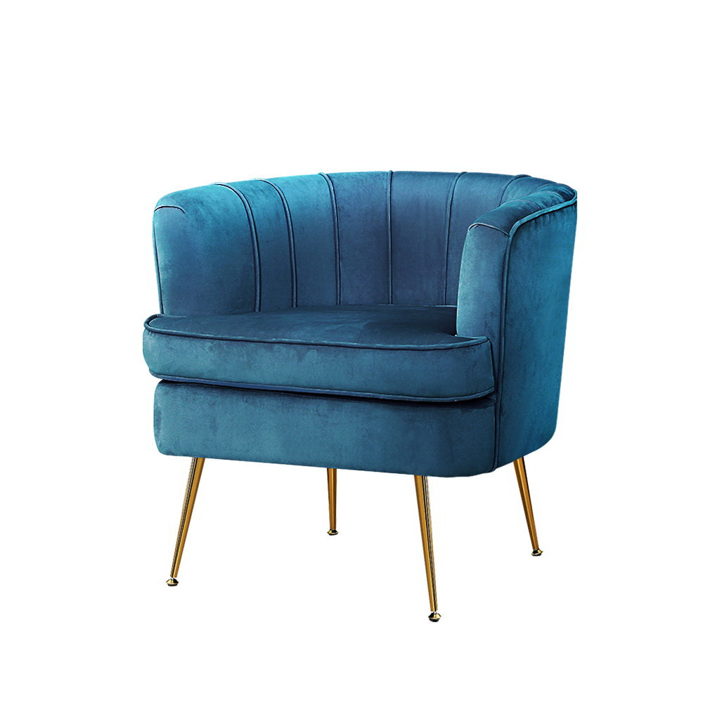 Velvet Navy Blue Accent Armchairs Sofa Chairs - House Things Furniture > Living Room