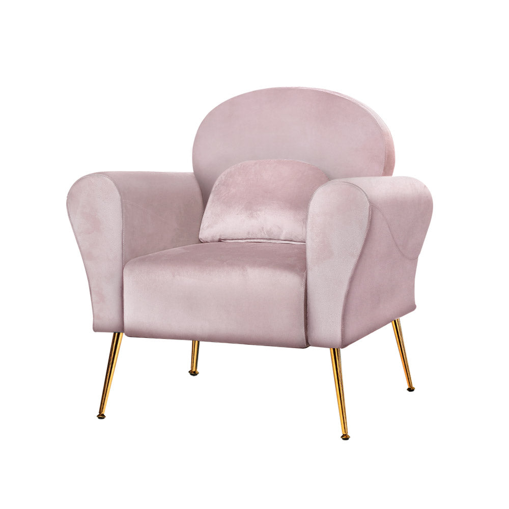 Pink Velvet Cushion Accent Armchairs Chairs Sofa - House Things Furniture > Living Room