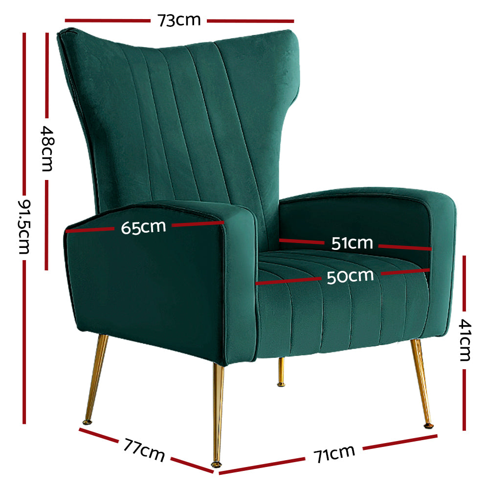 Velvet Sofa Green Accent Armchairs Chair Seat - House Things Furniture > Living Room