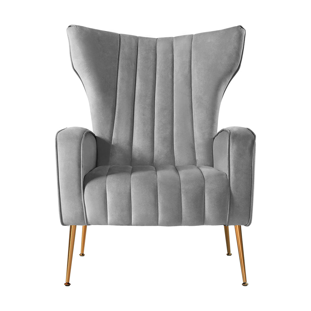 Velvet Sofa Grey Accent Chairs Armchairs Chair Seat - House Things Furniture > Living Room