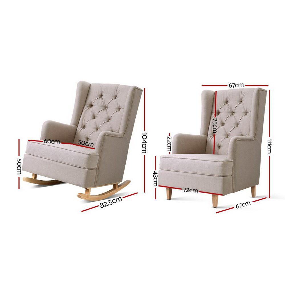 Axel Rocking Armchair Recliner Beige - House Things Furniture > Living Room