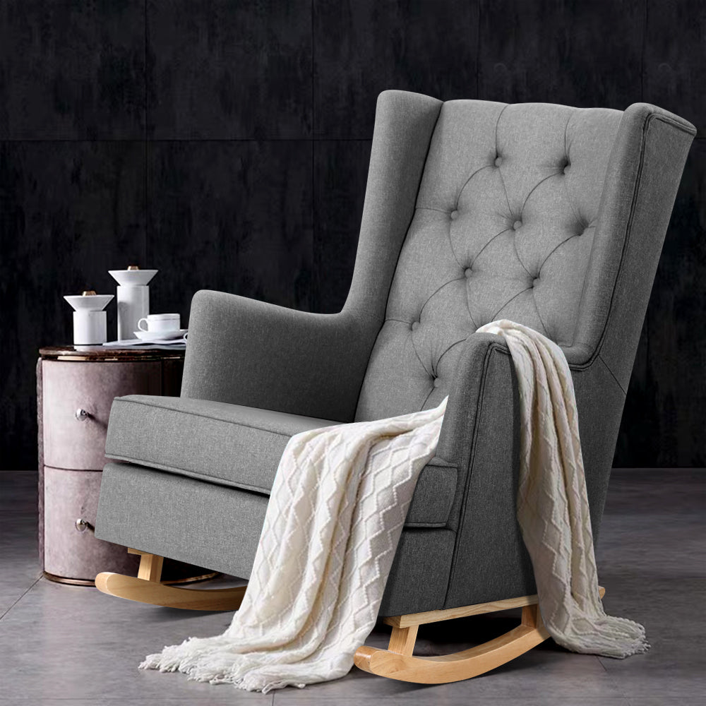 Rocking Armchair Retro Grey - House Things Furniture > Living Room