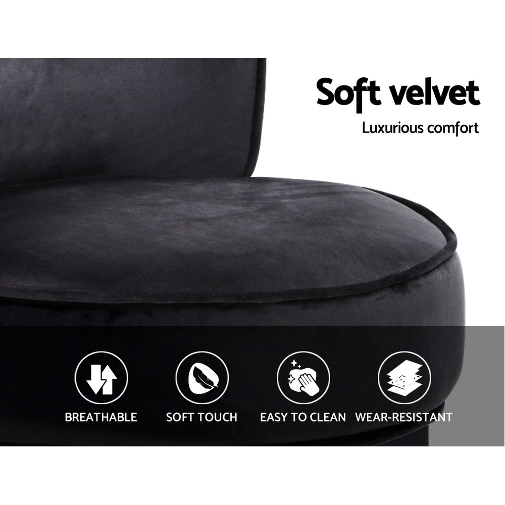 Velvet Vanity Stool Backrest Black - House Things Furniture > Dining