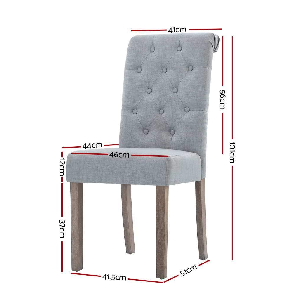 2 x Dining Chairs French Provincial - Light Grey - Housethings 
