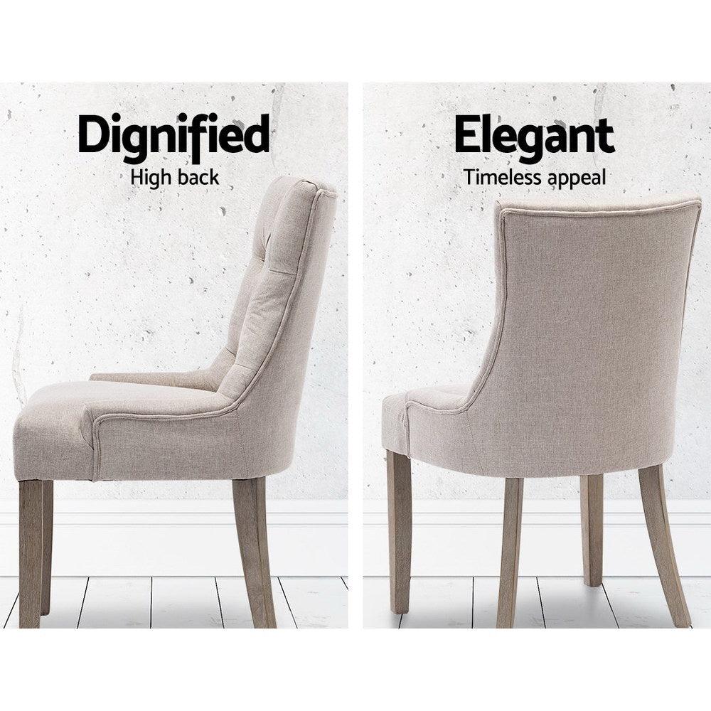 2x Dining Chairs Beige French Provincial Chairs CHRISTOF - House Things Furniture > Dining