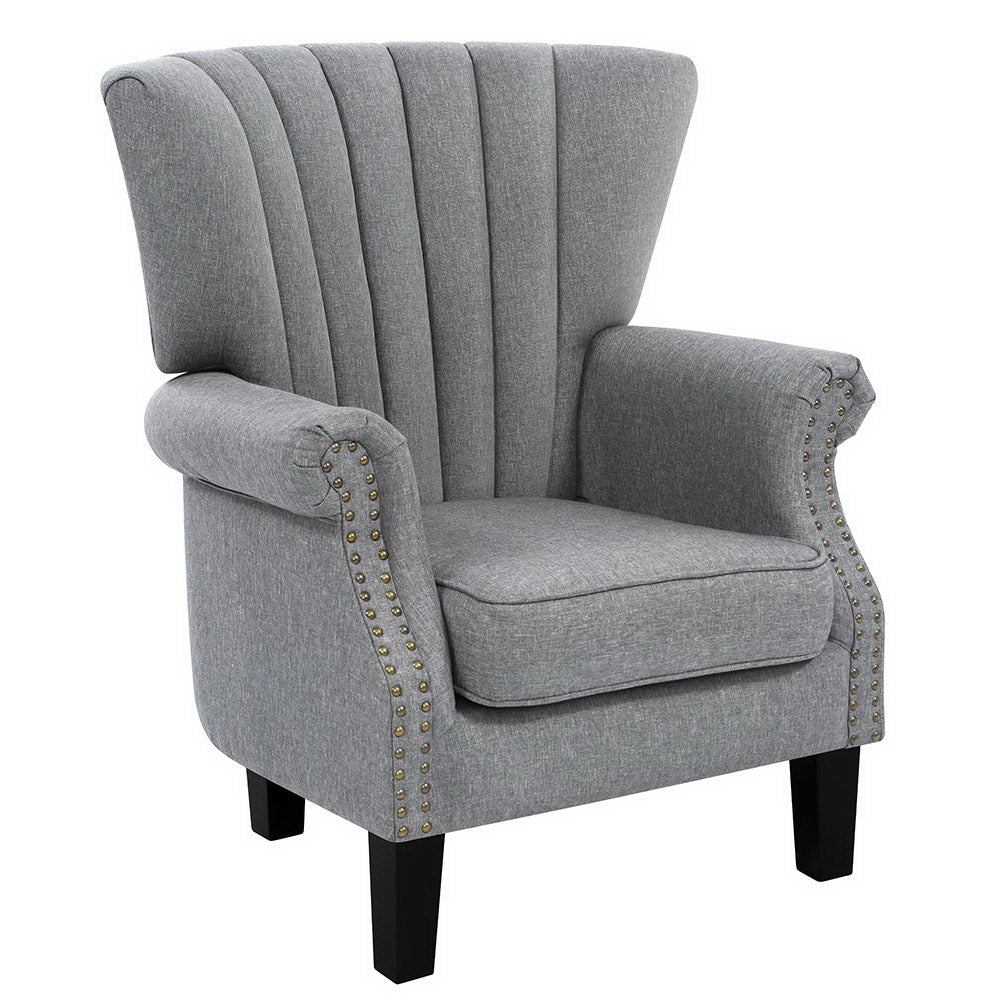 Upholstered Fabric Armchair Accent Tub Chairs Modern seat Sofa Lounge Grey - House Things Furniture > Dining