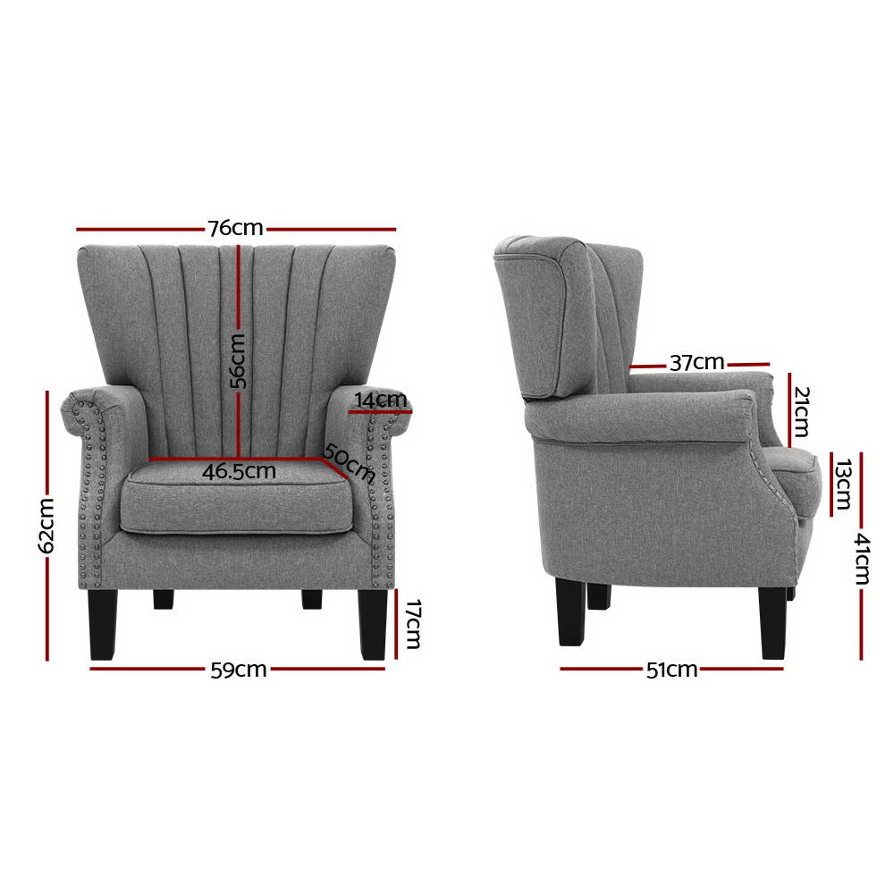 Upholstered Fabric Armchair Accent Tub Chairs Modern seat Sofa Lounge Grey - House Things Furniture > Dining