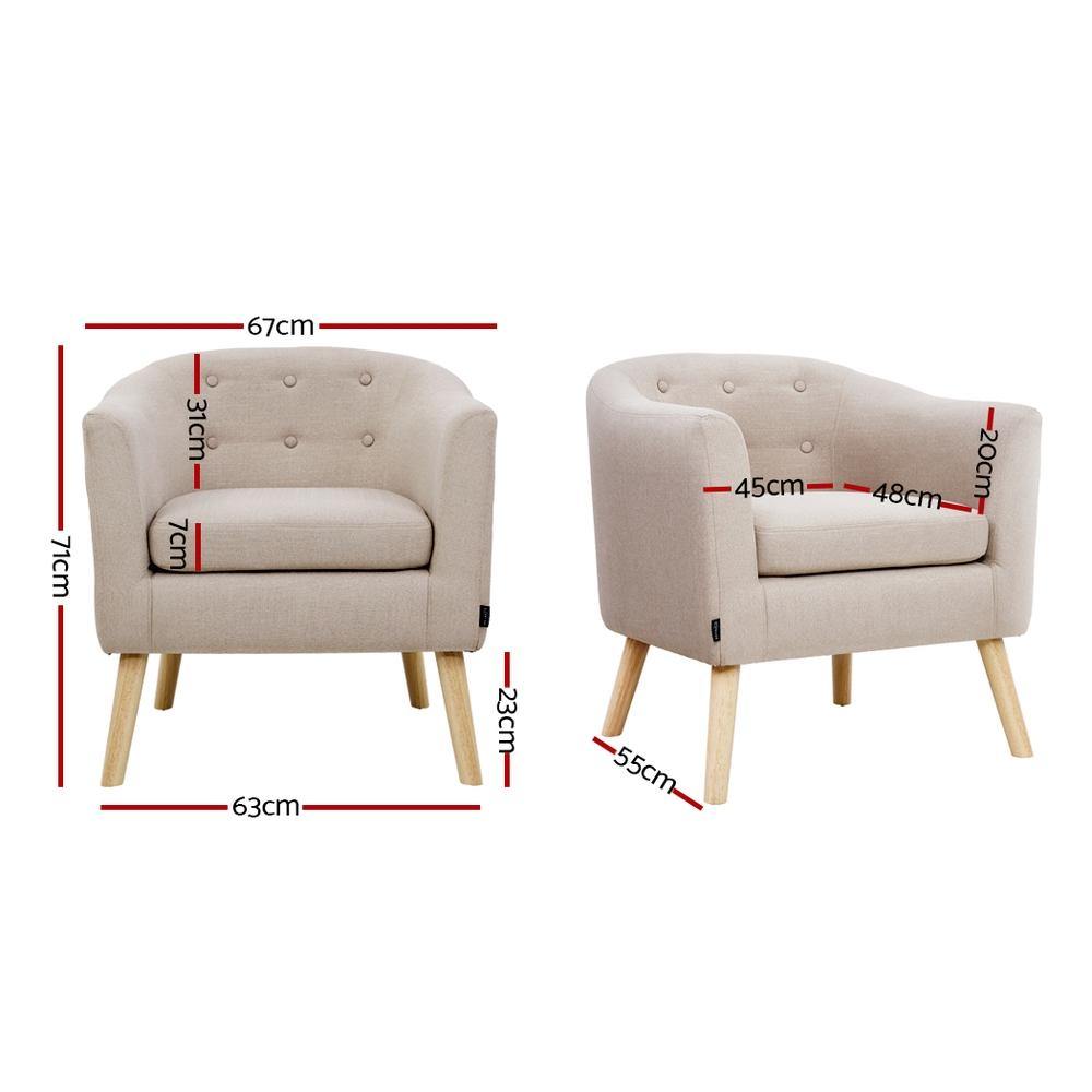 Annetta Tub Armchair Fabric Beige - House Things Furniture > Bar Stools & Chairs