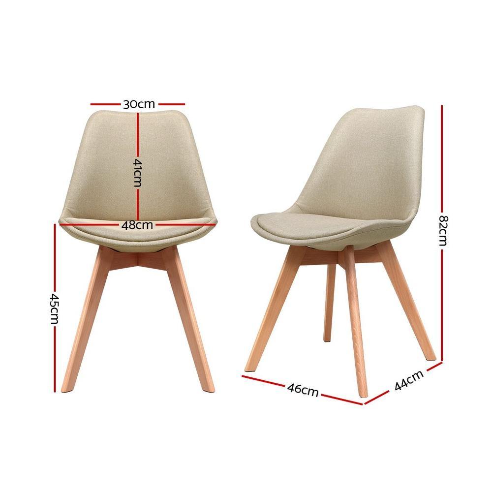 2 x Replica Eames Eiffel Dining Chairs Beige - Housethings 