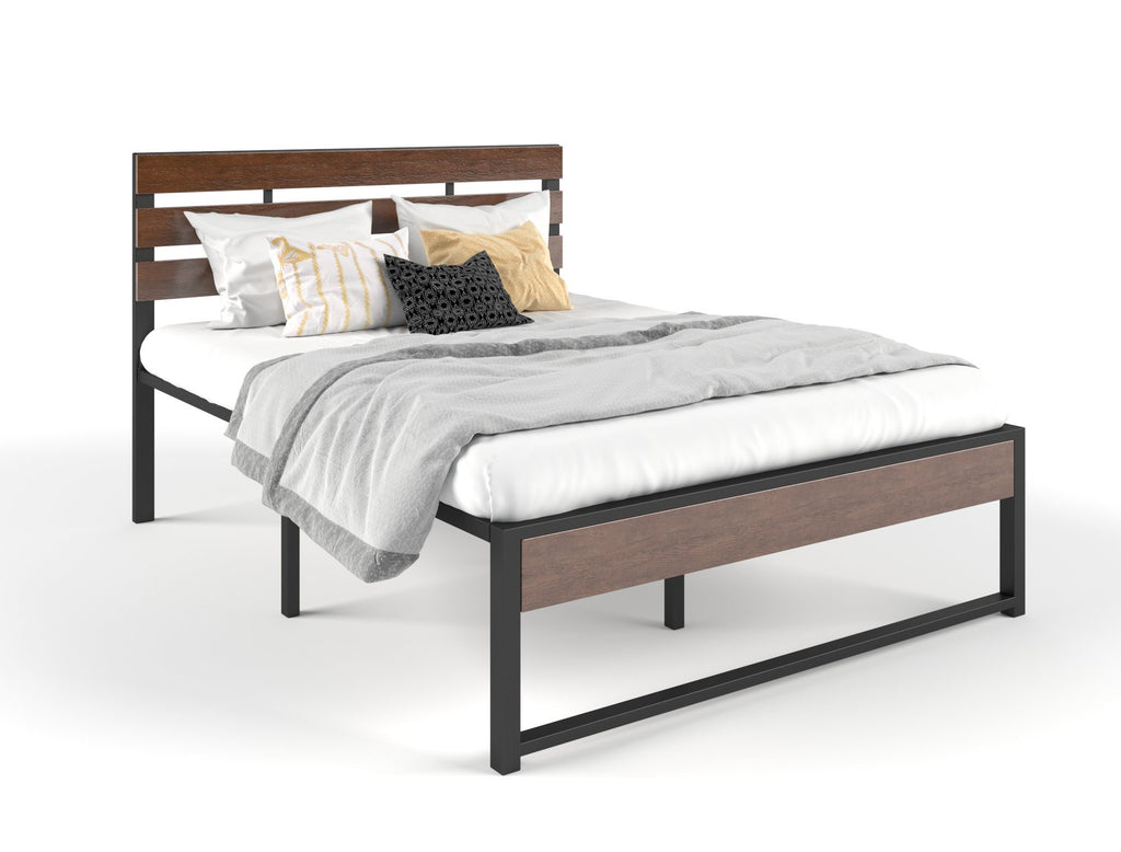 Ora Wooden and Metal Bed Frame Double - House Things Furniture > Bedroom
