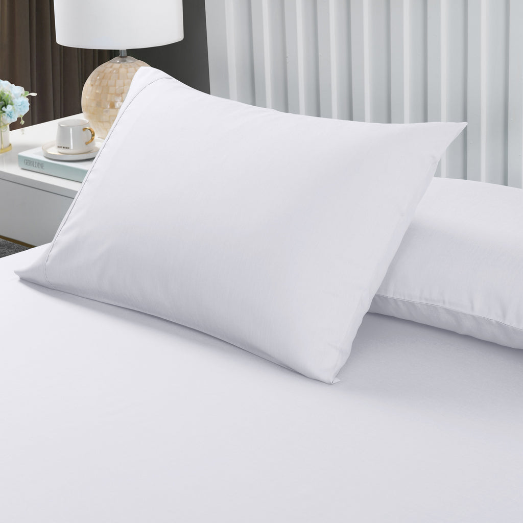 Royal Comfort 2000TC 3 Piece Fitted Sheet and Pillowcase Set Bamboo Cooling Double White - House Things Home & Garden > Bedding